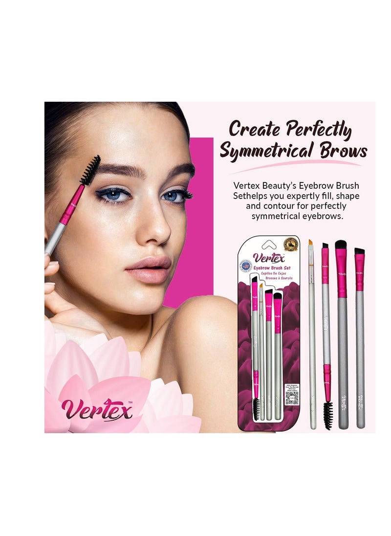 Eyebrow Brush Kit Thin Angled - Eye Brow Concealer Contour Brush to Shape and Conceal Eyes Duo Spoolie Brushes Firm Bristles Definer for Filling Pomade Gel | Defining Arches Winged Eyeliner Stencil