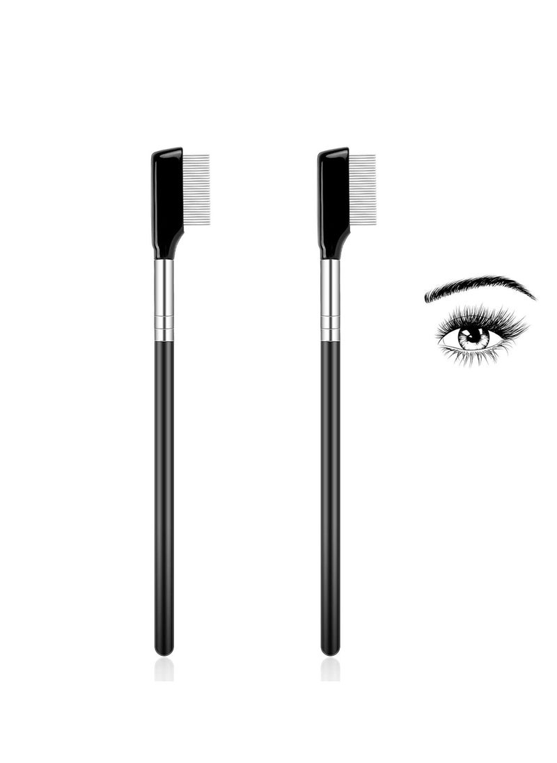 Metal Eyelash Comb,2 Pack Metal Eyelash Brush Eyelash Separator Tool Eyebrow Brush Grooming Eyelash Separator Grooming Brushes with Metal Teeth Eye Makeup Brush Tool for Women