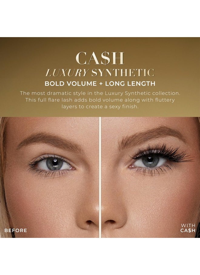 Luxury Synthetic False Eyelashes - Full Length Lash Extension 15Mm - Dramatic Look - Maximum Volume - Flare Shape - Reusable Fake Lashes 15X - Lash Glue Not Included (Ca$H)