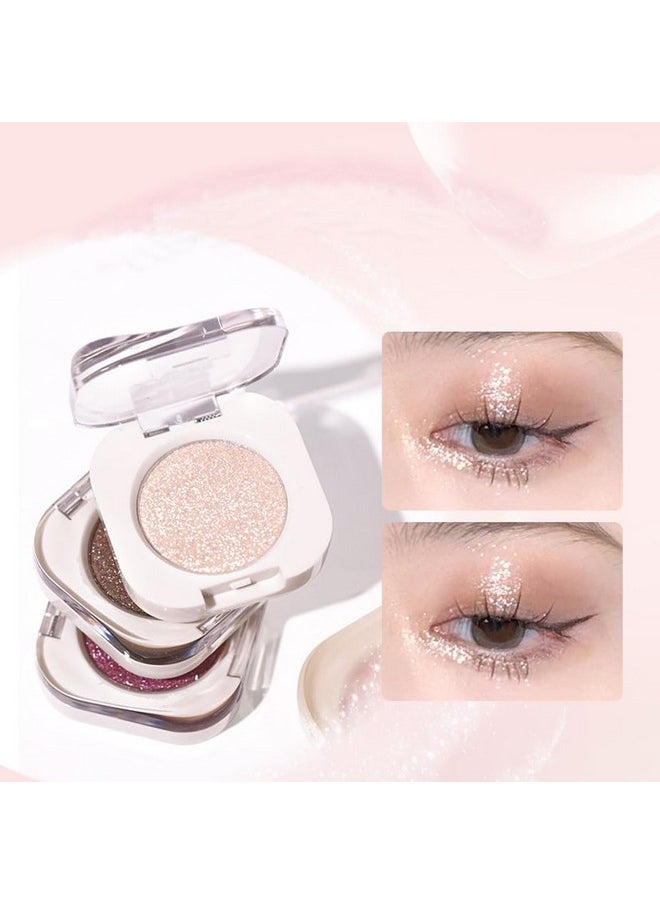 Single Glitter Eyeshadow,Pale Champagne Glow Eyeshadow, High Pigment Ultra-Blendable Formula Smooth Powder Long Lasting,Glossy Korean Eye Shadow Makeup 11# Weaving Maid