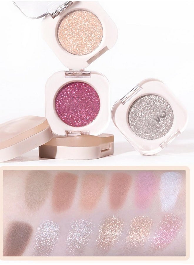 Single Glitter Eyeshadow,Pale Champagne Glow Eyeshadow, High Pigment Ultra-Blendable Formula Smooth Powder Long Lasting,Glossy Korean Eye Shadow Makeup 11# Weaving Maid