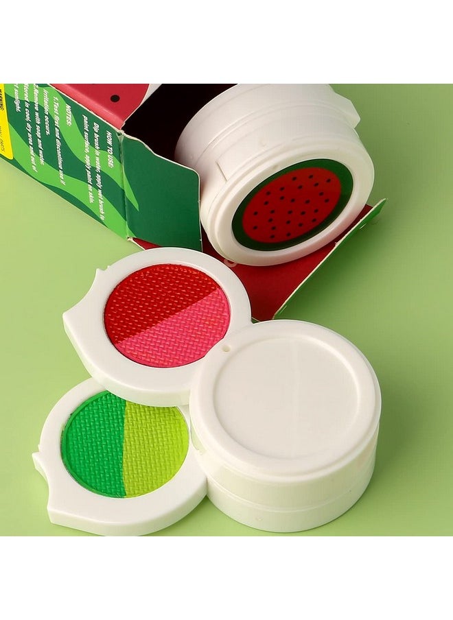 Water Activated Eyeliner Palette With Glitter Smudge Proof Face Paint Makeup Kit-Fruit Series (Watermelon)