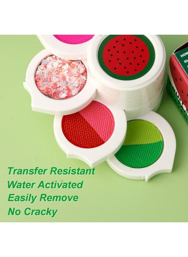 Water Activated Eyeliner Palette With Glitter Smudge Proof Face Paint Makeup Kit-Fruit Series (Watermelon)