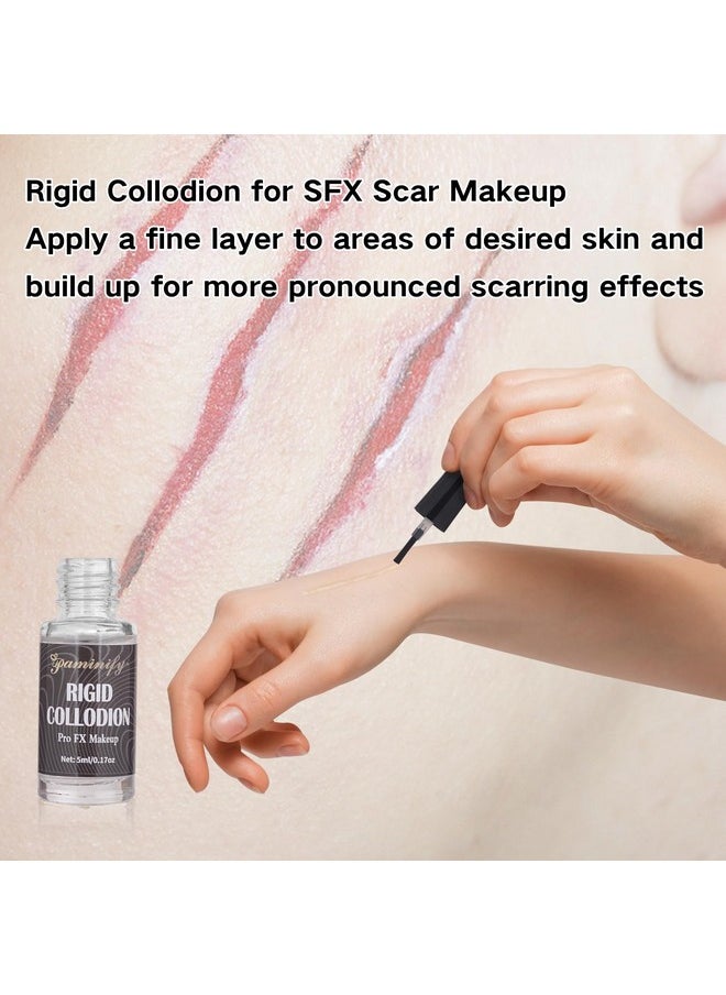 6 Color Bruise Wheel Body Paint ,Rigid Collodion With Brush, Halloween Bruise Special Effects Makeup Kit With 2 White Sponges Sfx Fake Scar Bruise Makeup Kit