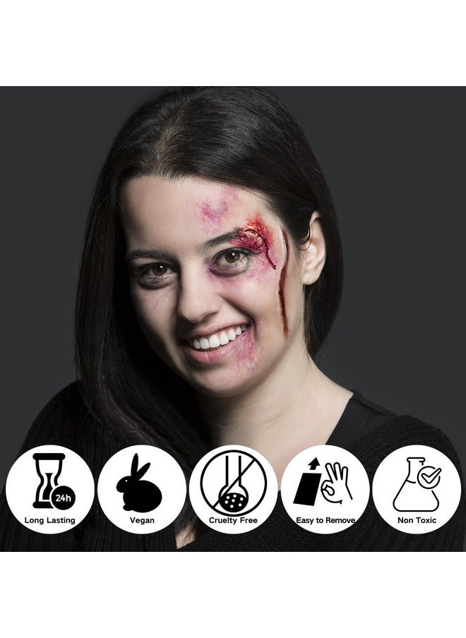 6 Color Bruise Wheel Body Paint ,Rigid Collodion With Brush, Halloween Bruise Special Effects Makeup Kit With 2 White Sponges Sfx Fake Scar Bruise Makeup Kit