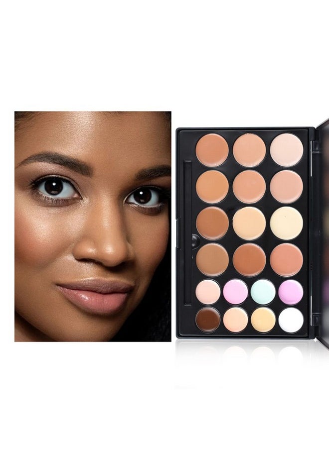 20 Colors Hydrating Full Coverage Correcting Concealer Palette Camouflage Makeup Contour Kit For Conceals Corrects Dark Circles Acne + 11 Pcs Foundation Powder Concealer Eyeshadows Brushes