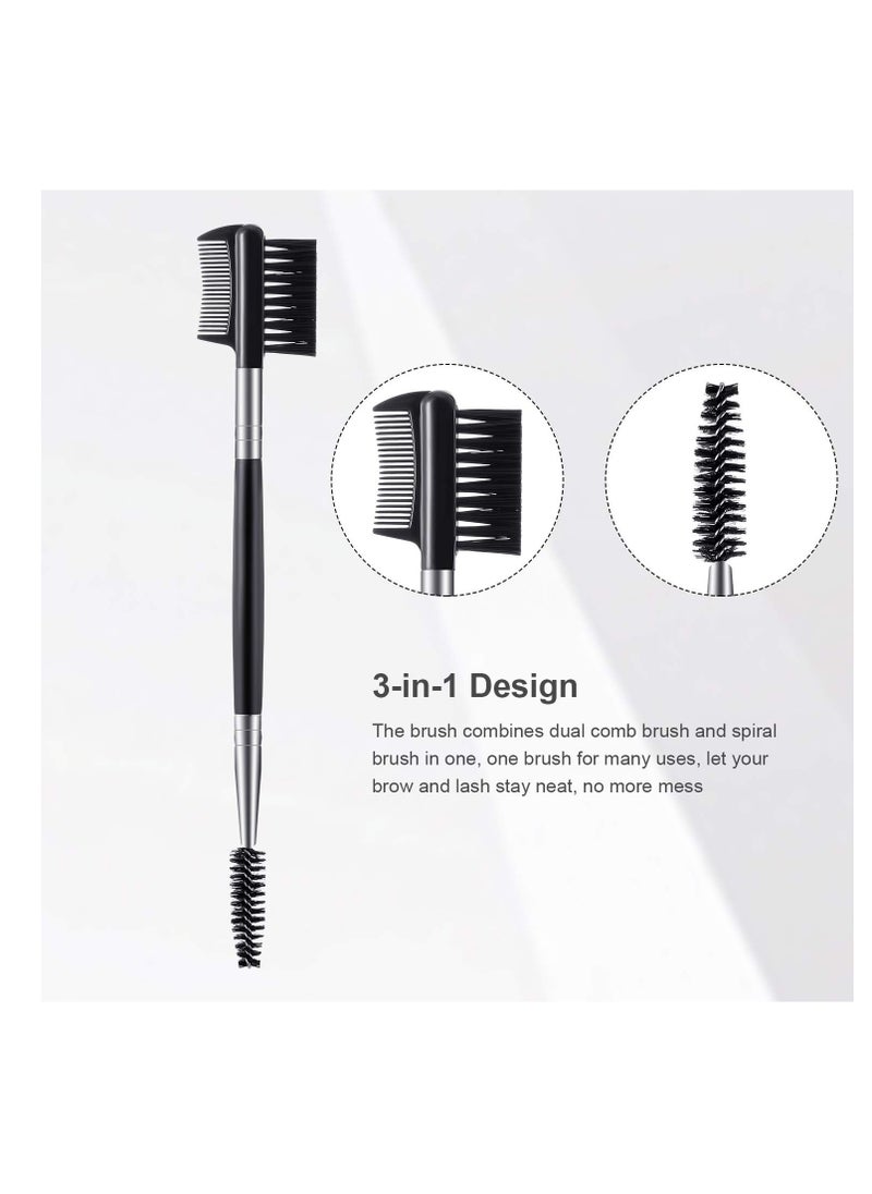 3 Pcs Eyebrow Brush Eyelash Comb Eyelash Shaper and Eyebrow Brush Dual Comb Double Head Eyebrow Brush Eyebrow Eyelash Makeup Grooming Tool for Women Cosmetic Travel (Black)