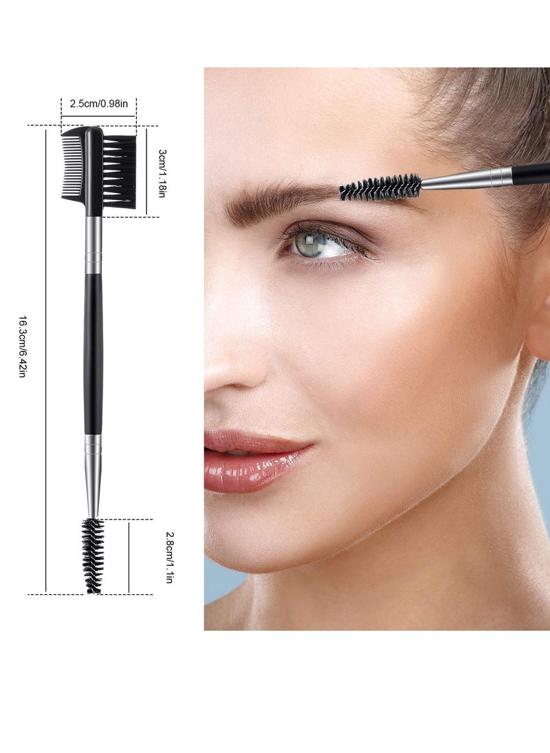 3 Pcs Eyebrow Brush Eyelash Comb Eyelash Shaper and Eyebrow Brush Dual Comb Double Head Eyebrow Brush Eyebrow Eyelash Makeup Grooming Tool for Women Cosmetic Travel (Black)