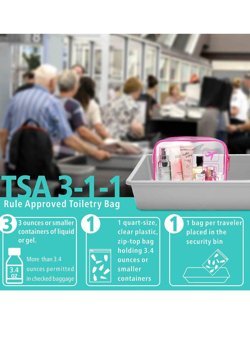 F-color TSA Approved Toiletry Bag - 5 Pack Clear Toiletry Bags Quart Size Travel Bag, Clear Cosmetic Makeup Bags for Women Men, Carry on Airport Airline Compliant Bag, 5 Colors