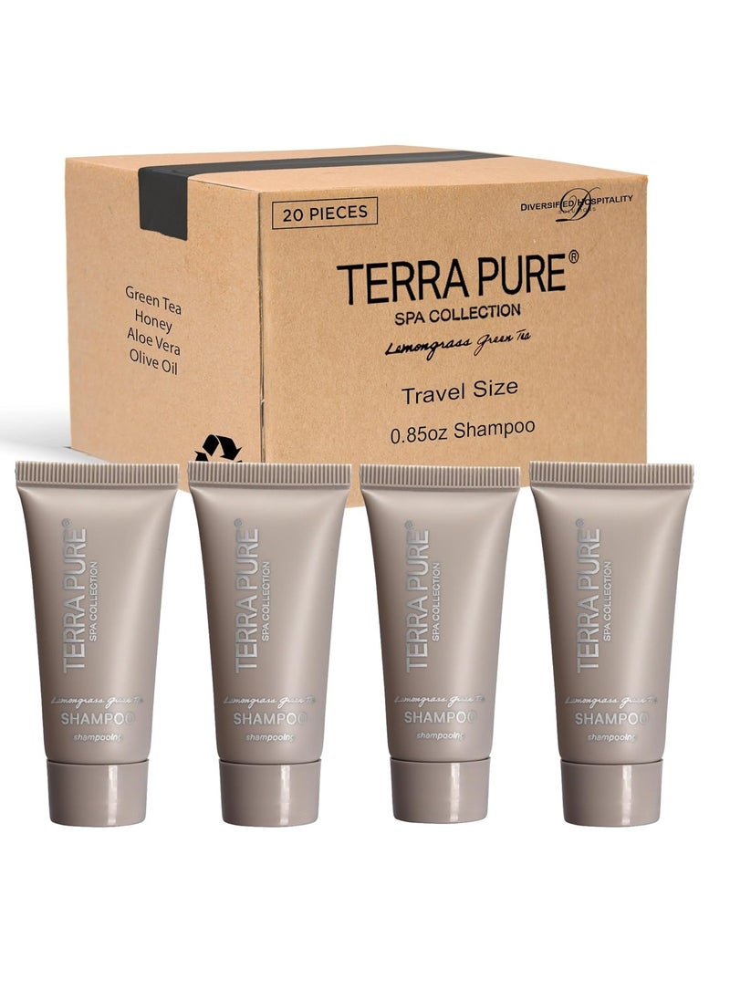 Terra Pure Spa Collection Bulk Set Toiletries | Amenities for Guest Hospitality, Vacation Rental Properties, AirBnBs, Gyms, Airport Motel|Luxury Travel-Size Hotel Shampoo 0.85 oz Tubes (Case of 20)