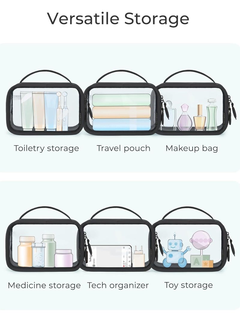 BAGSMART TSA-Approved Toiletry Bag, Large Opening Clear Makeup Bag with Handle, Quart Sized Travel Toiletry Bag, Carry-On Airline Compliant for Men and Women (Black)