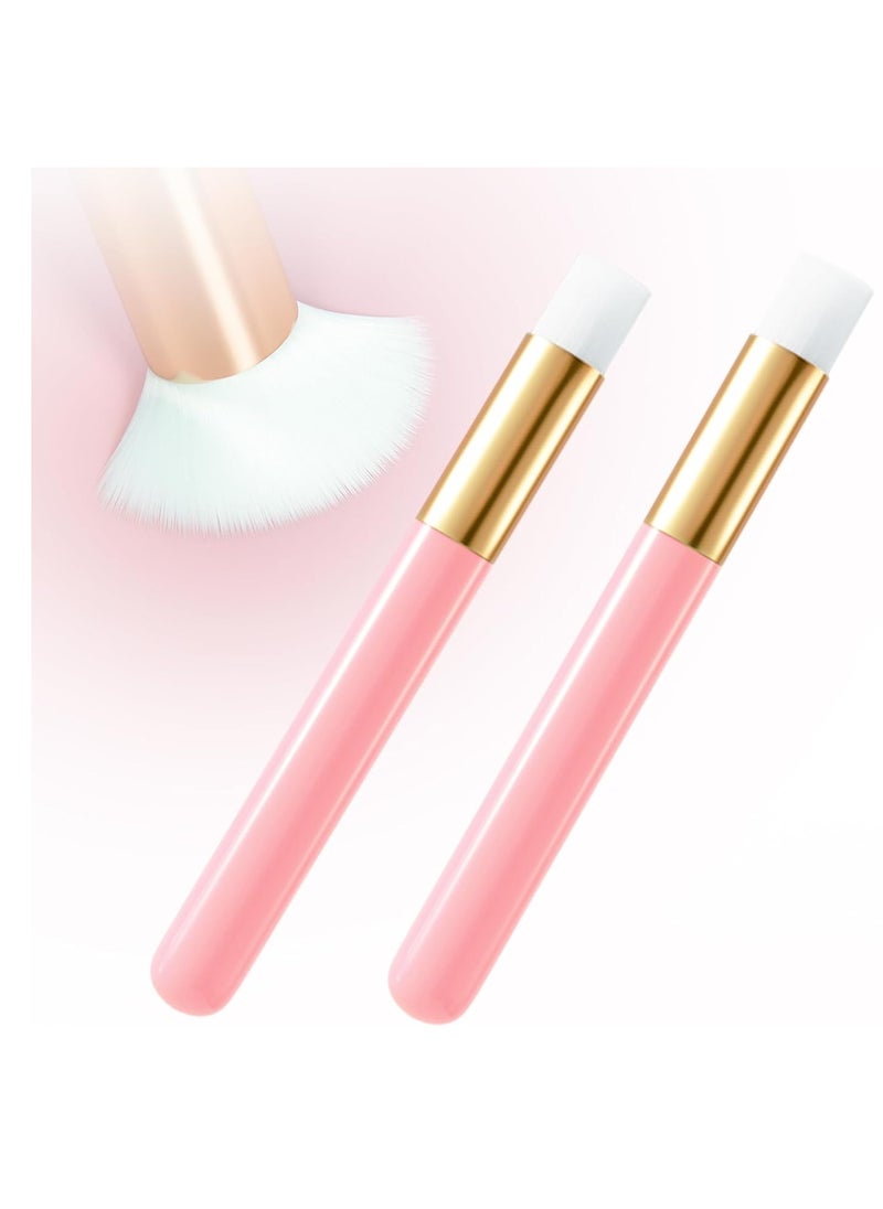 Buqikma 2 Pieces Lash Brush Cleaning Lash Shampoo Brushes for Nose Cleaning Fan Brush Peel Off Blackhead Brush Remover Tool, Lash Wash,Lash Supplies（Pink）