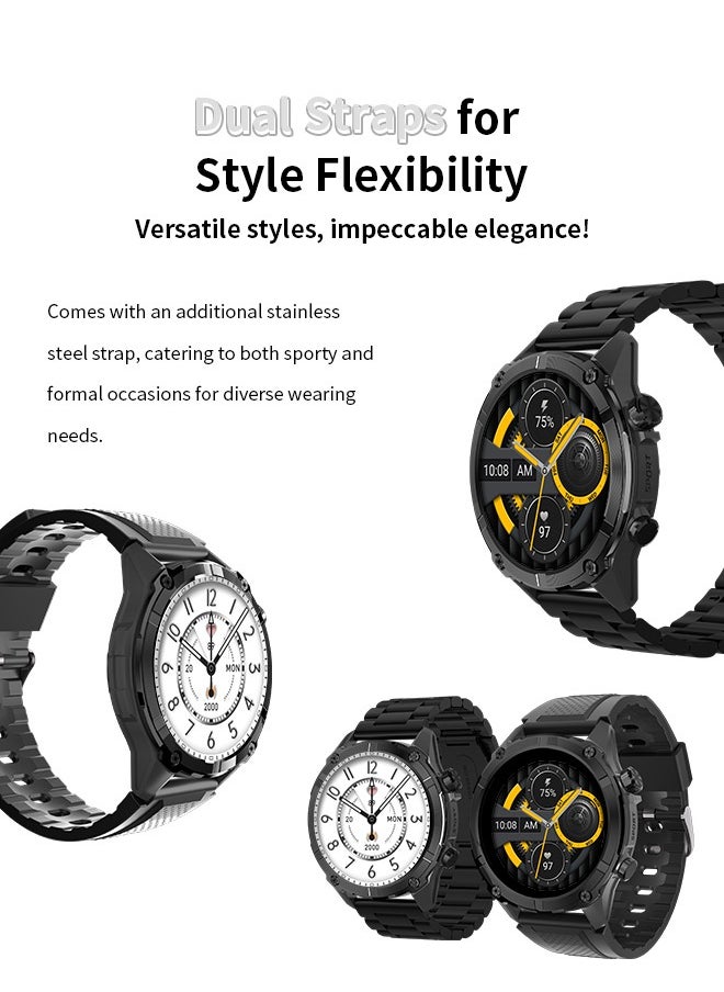 Korean Brand Smart Watch Y7, Business Smartwatch, 30M Waterproof Fitness Watch, Bluetooth Calling, Compatible with Android and iOS, Smartwatch for Men, Zinc Alloy Vacuum Plating, Heart Rate Monitoring, Black