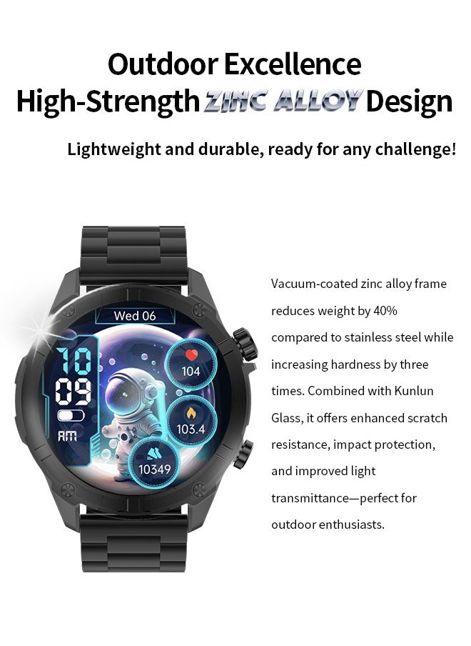 Korean Brand Smart Watch Y7, Business Smartwatch, 30M Waterproof Fitness Watch, Bluetooth Calling, Compatible with Android and iOS, Smartwatch for Men, Zinc Alloy Vacuum Plating, Heart Rate Monitoring, Black