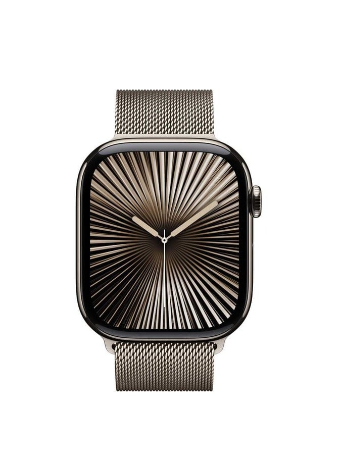 Watch Series 10 GPS + Cellular 42mm Titanium Case With Milanese Loop – M/L Natural