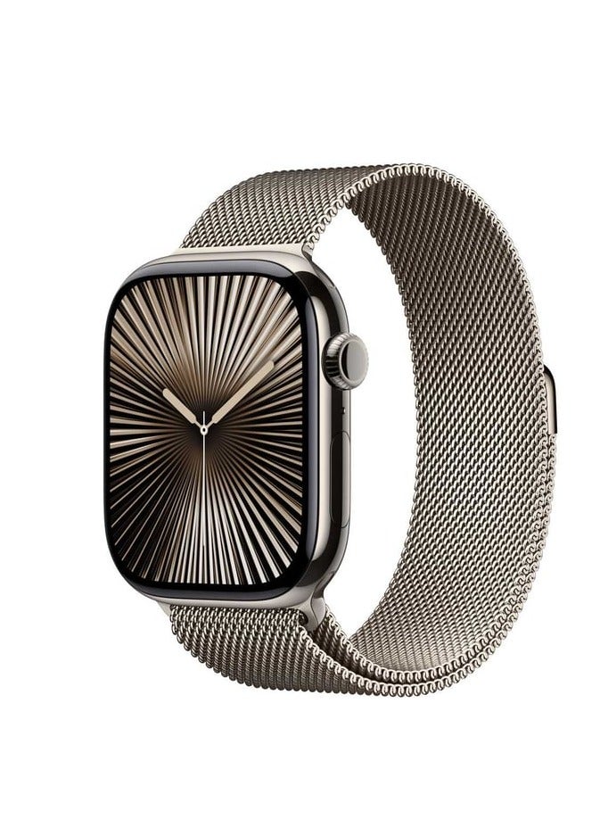 Watch Series 10 GPS + Cellular 42mm Titanium Case With Milanese Loop – M/L Natural