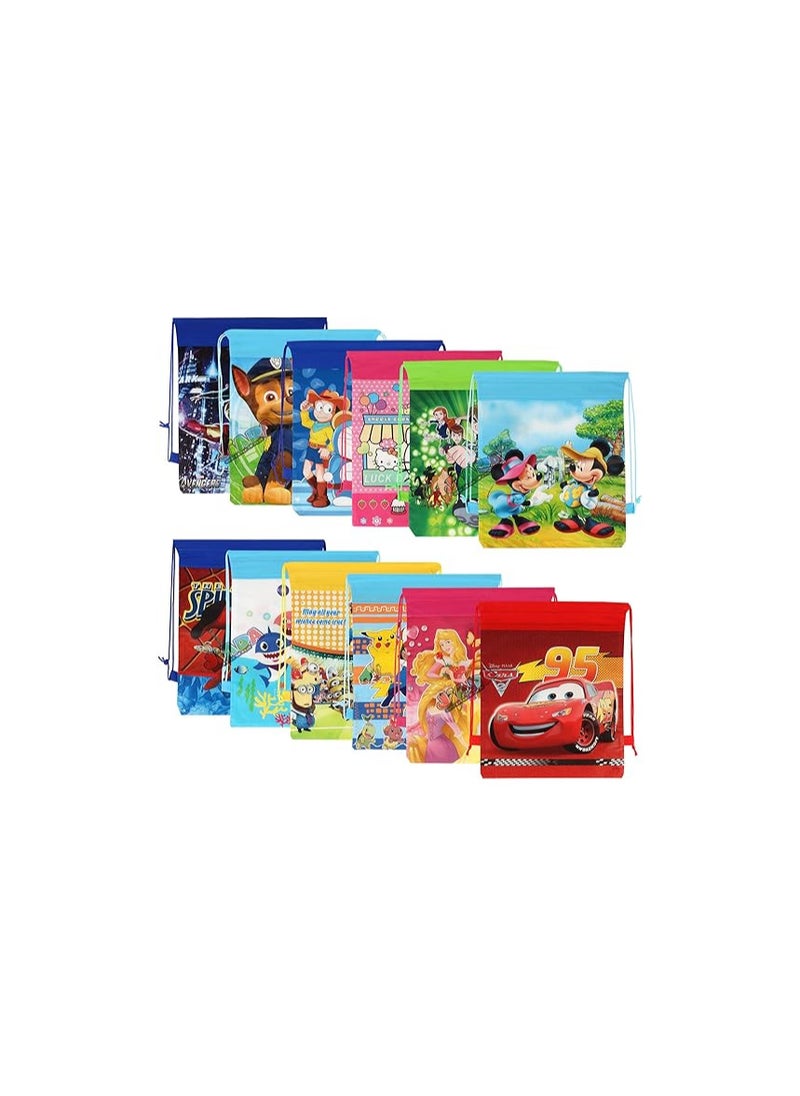 Jiada Return Gifts Set of Cartoon Printed Kids Haversack Bags (Pack of 12)