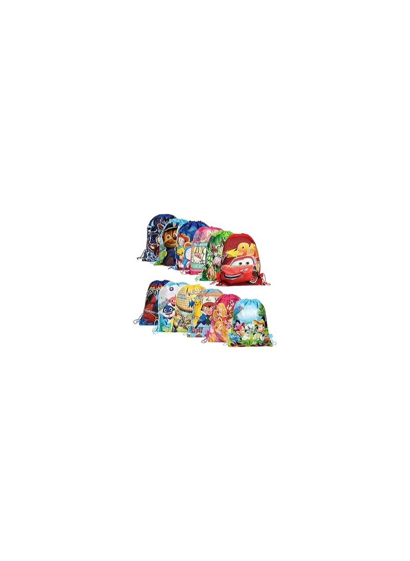 Jiada Return Gifts Set of Cartoon Printed Kids Haversack Bags (Pack of 12)