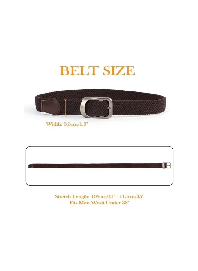 Belts for Men Elastic, Belts Stretch Elasticated Belts, Braided Woven Nylon Work Belts for Casual Jeans Golf Shirts Pants Shorts, Casual Belts