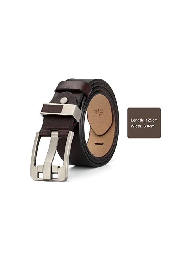 Men's Genuine Leather Belt with Alloy Vintage Buckle, Classic and Fashion Design for Work Business and Casual,Packed in a Box, brown