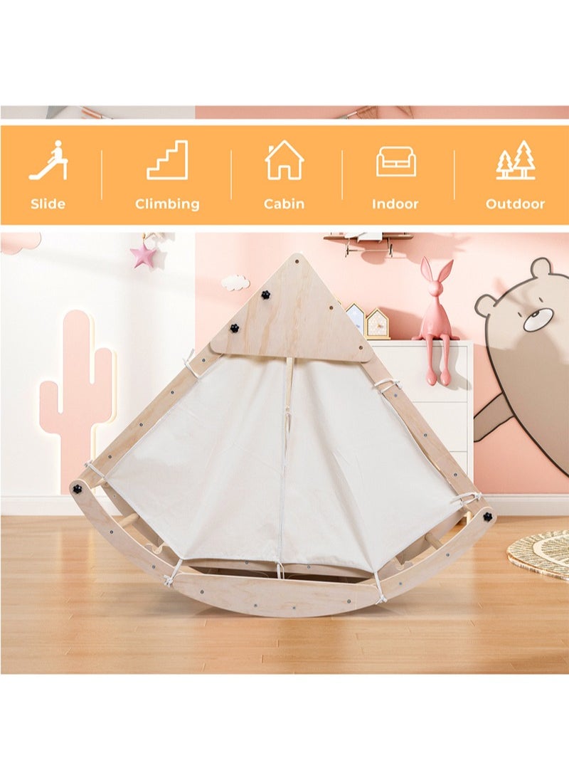 8 in 1 Large Children Entertainment Climbing Toys Triangle Set with Slide Arch Climbing Rocker Montessori Children Climbing Toys Children Indoor Playground Jungle Gym Training