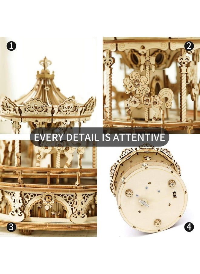 Music Box 3D Puzzles For Adults, Mechanical Diy Wooden Toys, Gifts On Birthday/Valentine'S Day/Christmas - Romantic Carousel