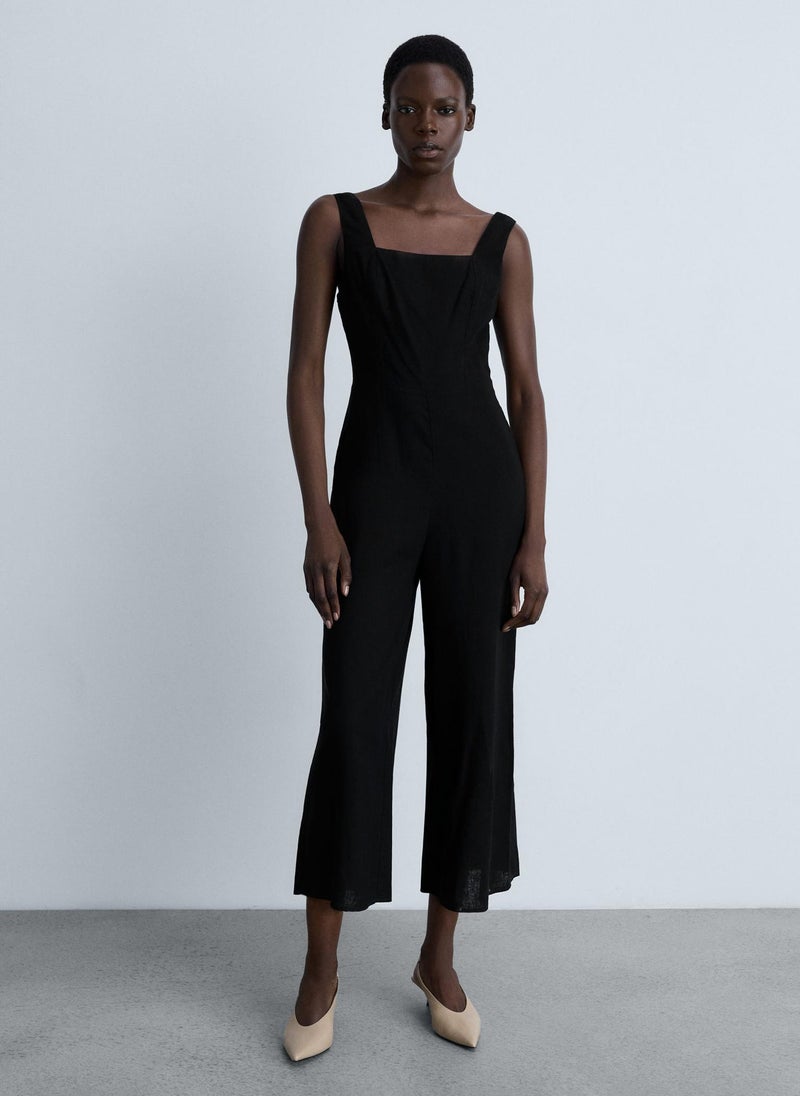 Straight Linen Mix Jumpsuit