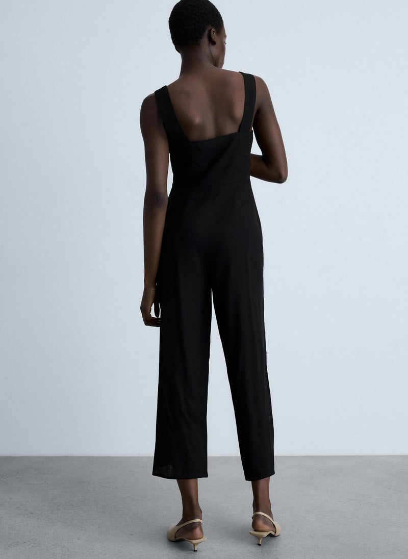 Straight Linen Mix Jumpsuit