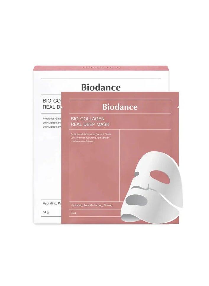 Bio-Collagen Real Deep Mask, Hydrating Overnight Mask, Pore Minimizing, Elasticity Improvement, 34g x4ea