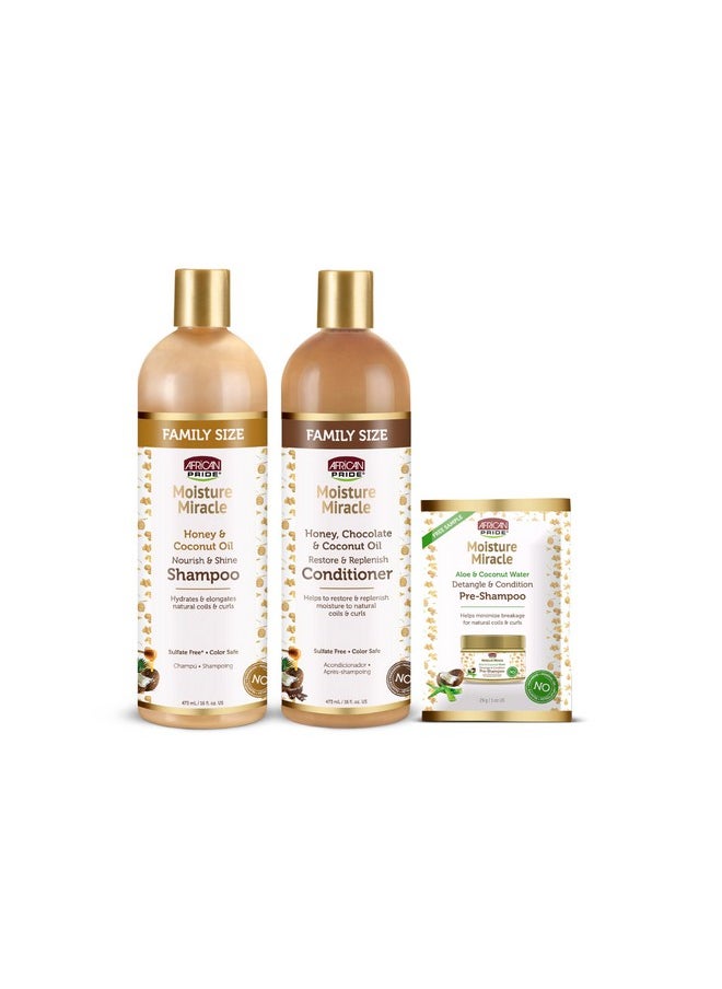 Moisture Miracle - For Natural Coils & Curls, Nourishes & Shines, Sulfate Free, Color Safe (3 In 1 Set)