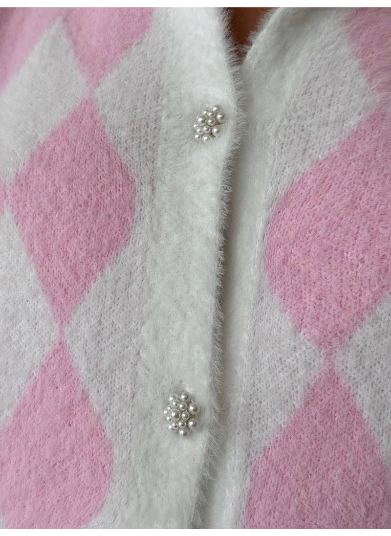 Women's Knitted Cardigan - Pearl Buttoned Soft Cardigan