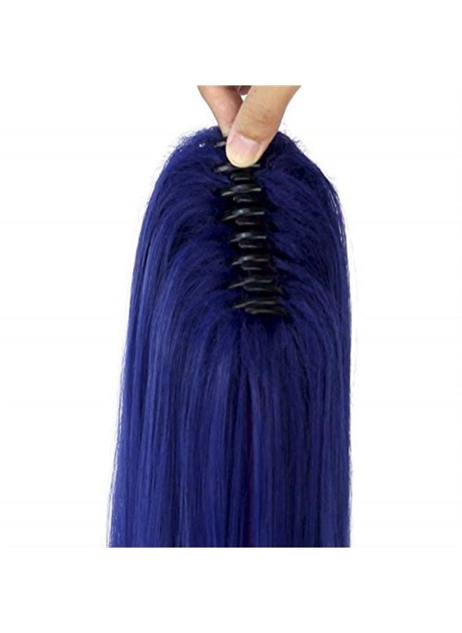 Miss U Hair Cosplay Hair Long Straight Purple Pink Strands Clip In Claw Ponytail for Kids and Adult (purple blend pink)