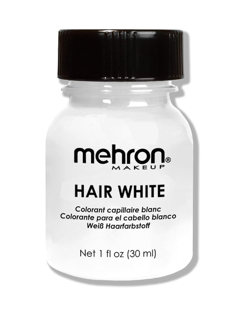 Mehron Makeup Hair White | Washable White Hair Dye | Temporary Hair Color for Theatre, Cosplay, & Halloween 1 fl oz (30ml) (White)