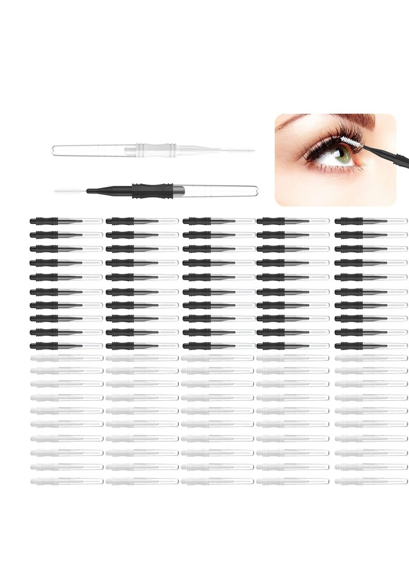 100 Pcs Micro Eyebrow Brush With Cap,Eyebrow Spoolie Brush Micro Eyebrow Lamination Brush 2 Size Multifunctional Micro Spooly Lash