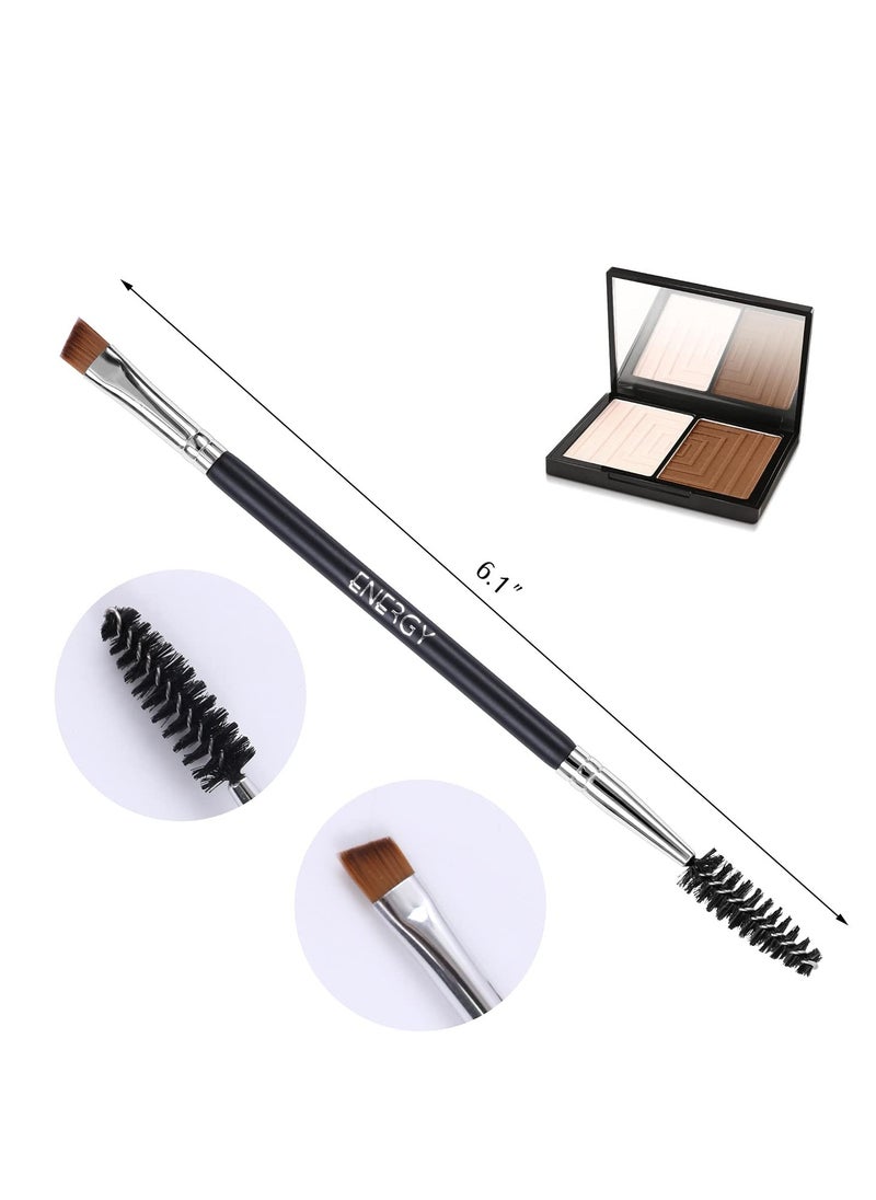 ENERGY Duo Eyebrow Brush Angled Eye Brow Brush and Spoolie Brushes Ultra Firm Thin Eyeliner Brush Premium Synthetic Eye Makeup Brush for Liquid Gel Cream Brow Eyeliner Defining Applicator Black