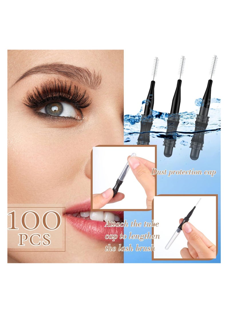 100 Pcs Micro Eyebrow Brush with Cap Brow Lamination Brush Eyelash Brow Brush Lash Filler Eyebrow Lash Lift Tools for Eyebrows and Eyelashes Extensions (Black)