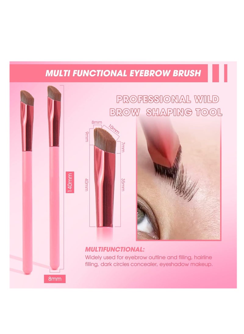 2PCS Multi-function Eyebrow Brush Make Hair Like Strokes at All, Eye Brow Concealer Contour Brush, Professional Square Angled Eyebrow Brush for Eye Brow Makeup