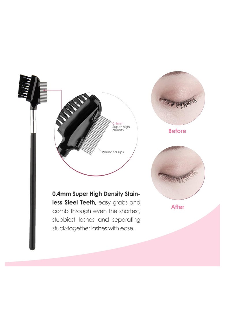 Beauty7 Eyelash Brush Eyebrow Brush Spoolie Brush Eyelash Resuable Dual Comb Stainless Steel Teeth Mascara Applicator Makeup Tool Eyebrow Eyelash