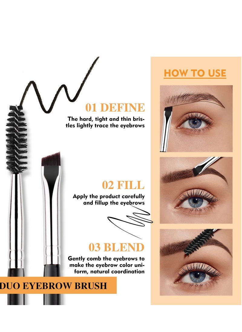 BEILI Duo Eyebrow Brush - Professional Angled Eye Brow Brush and Spoolie Brush