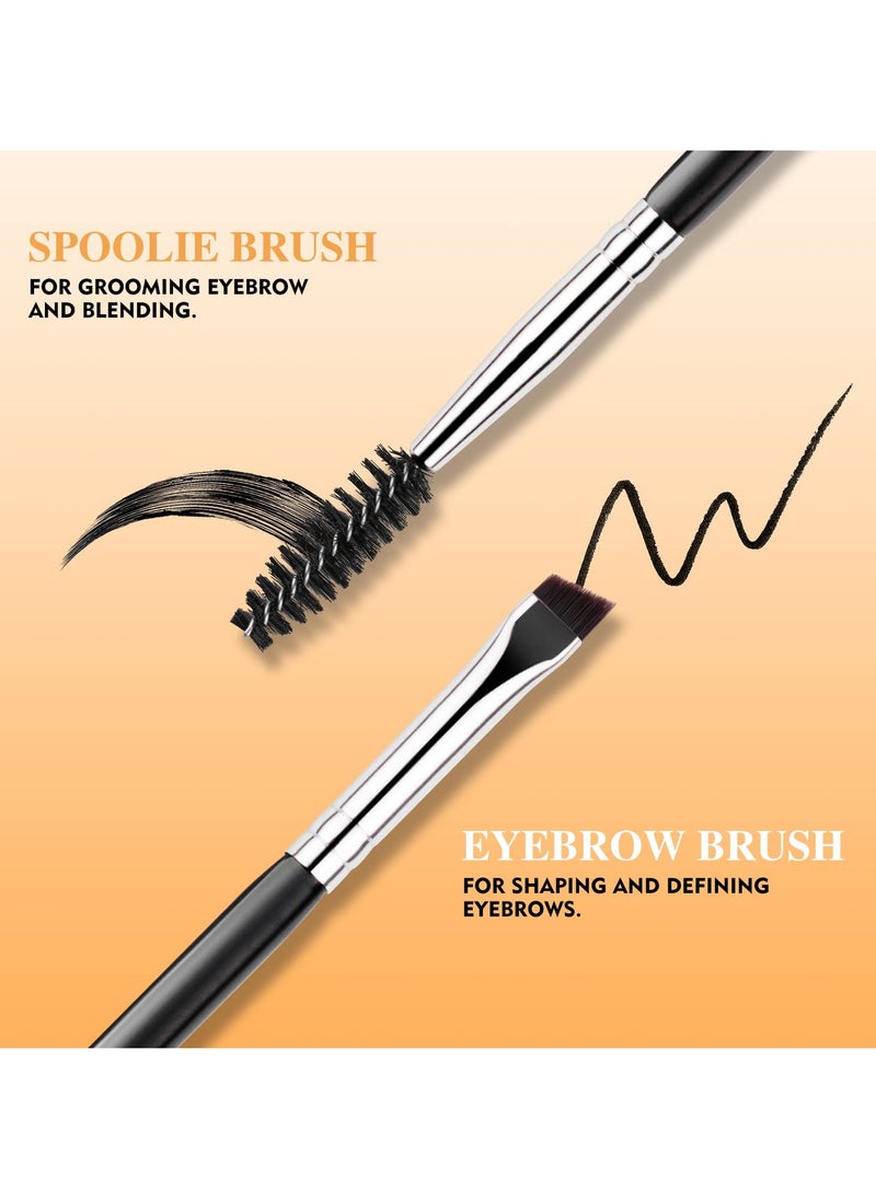 BEILI Duo Eyebrow Brush - Professional Angled Eye Brow Brush and Spoolie Brush