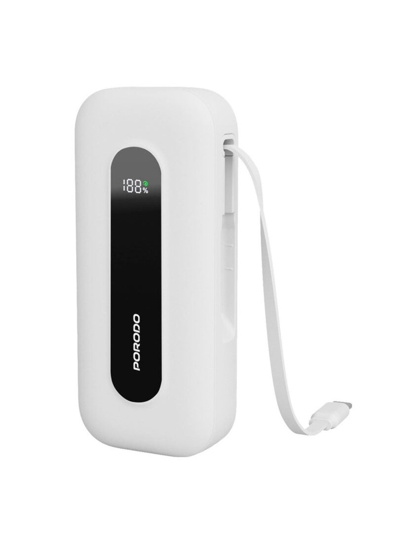 10000mAh Powerbank 22.5W Type-C port and TypeC Cable with Digital Display_White