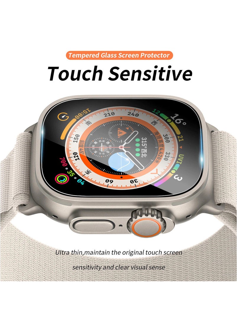 BSNL 3 Pieces 2.5D Clear Automatic Absorption Sensitive Touch Tempered Glass Full Screen Protector for Apple Watch Series 8 Ultra/Pro 49mm