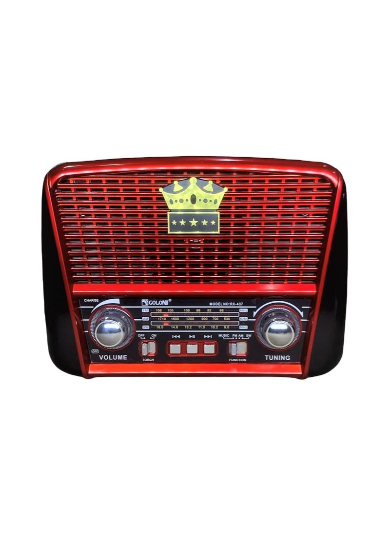 Portable retro AM/FM shortwave radio receiver with built-in speaker, USB, and micro SD support.