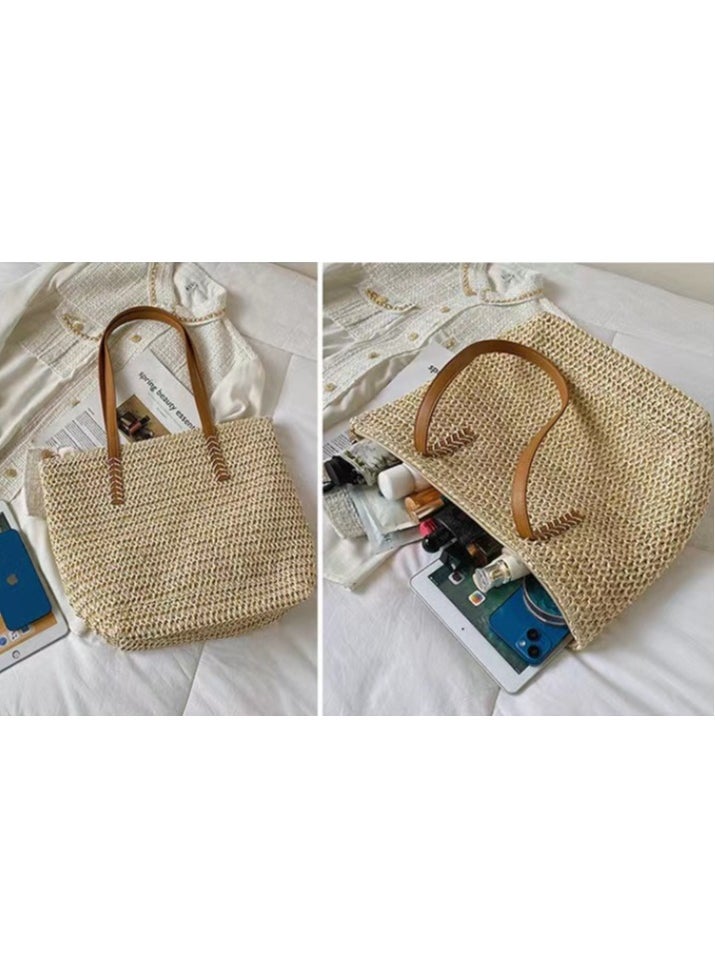 Vacation style grass woven bag