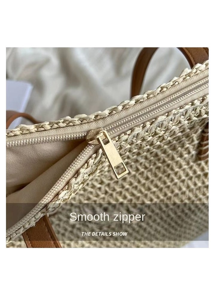 Vacation style grass woven bag