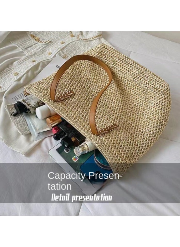 Vacation style grass woven bag