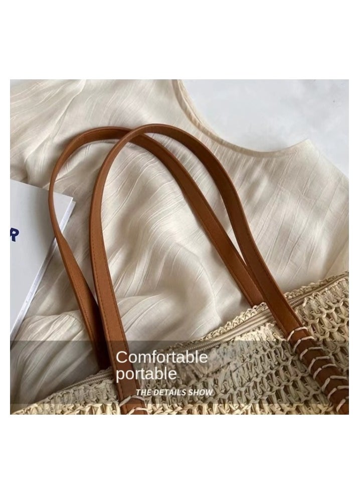 Vacation style grass woven bag