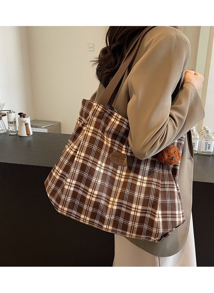 Fashion plaid canvas bag