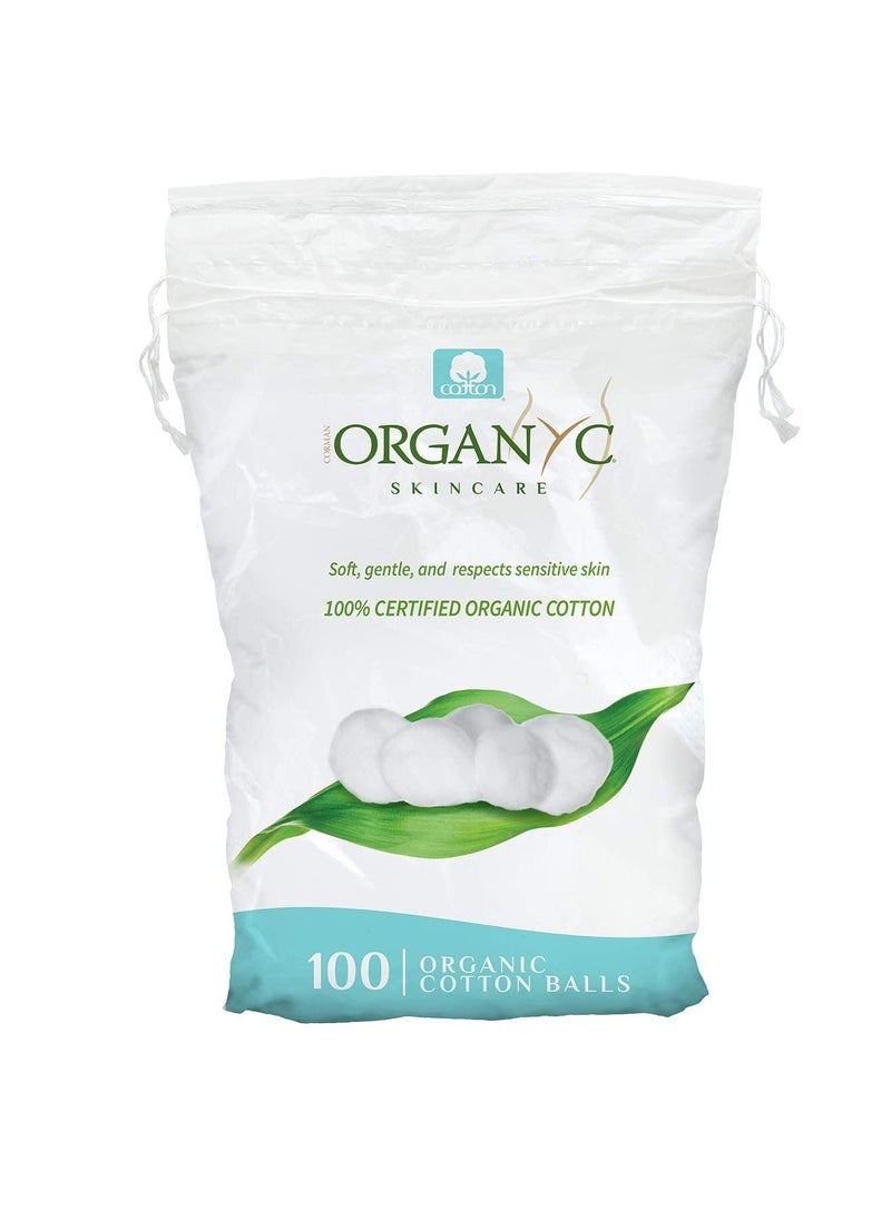 Organyc 100% Organic Cotton Balls for Sensitive Skin, 100 Count