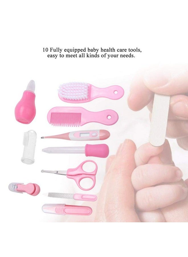 Baby Grooming Set 10 In I Hair Nail Nose Tooth And Ear Clean Essentials Accessories Portable Baby Care Grooming Kit For Baby Girl Or Baby Boy(Pink)